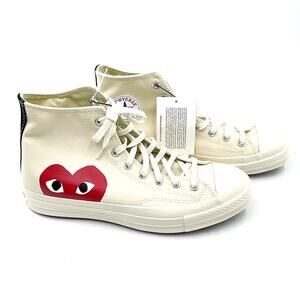 Play Comme des Garcons‎ Converse Hi Top Sneakers Chuck 70 Milk Sz 10 Men
